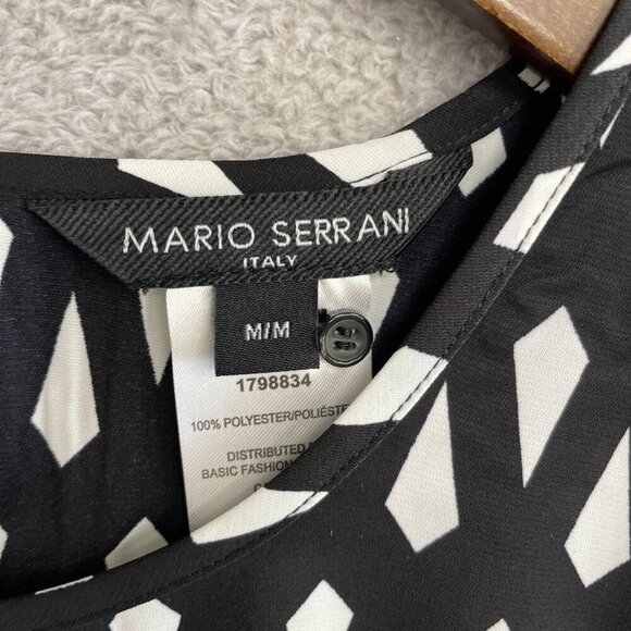 NEW Mario Serrani Women's M Sleeveless Scoop Neck Top Black & White Printed - Picture 6 of 8